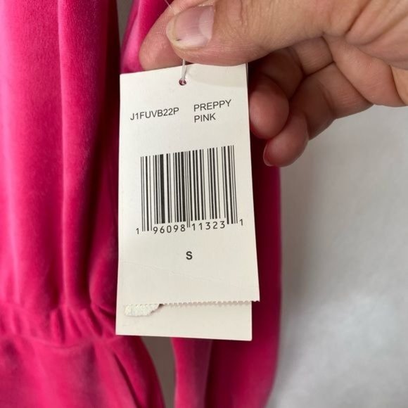 NWT Juicy Couture Pink Velour Long Sleeve Hooded Jumpsuit size small S - Picture 7 of 16